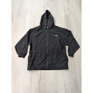 VTG Mossimo Men Black Windbreaker Versatile Y2K Cinched Waist Full Zip Hood Sz S